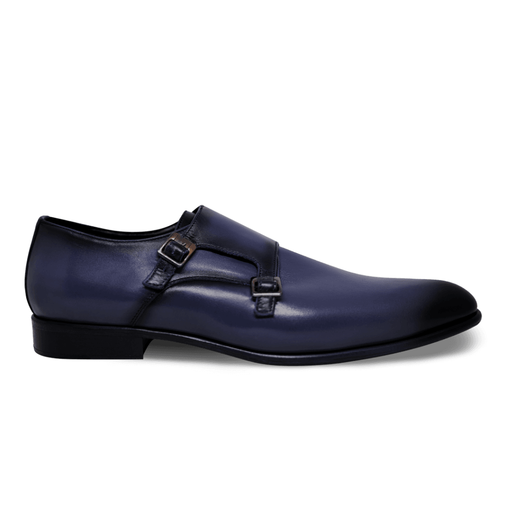 Budd: Chaussures à boucles - Cuir Bleu - Bleather Maroc