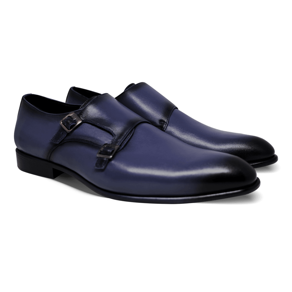 Budd: Chaussures à boucles - Cuir Bleu - Bleather Maroc