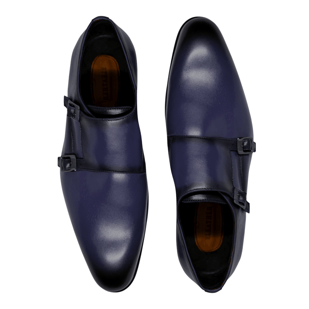 Budd: Chaussures à boucles - Cuir Bleu - Bleather Maroc