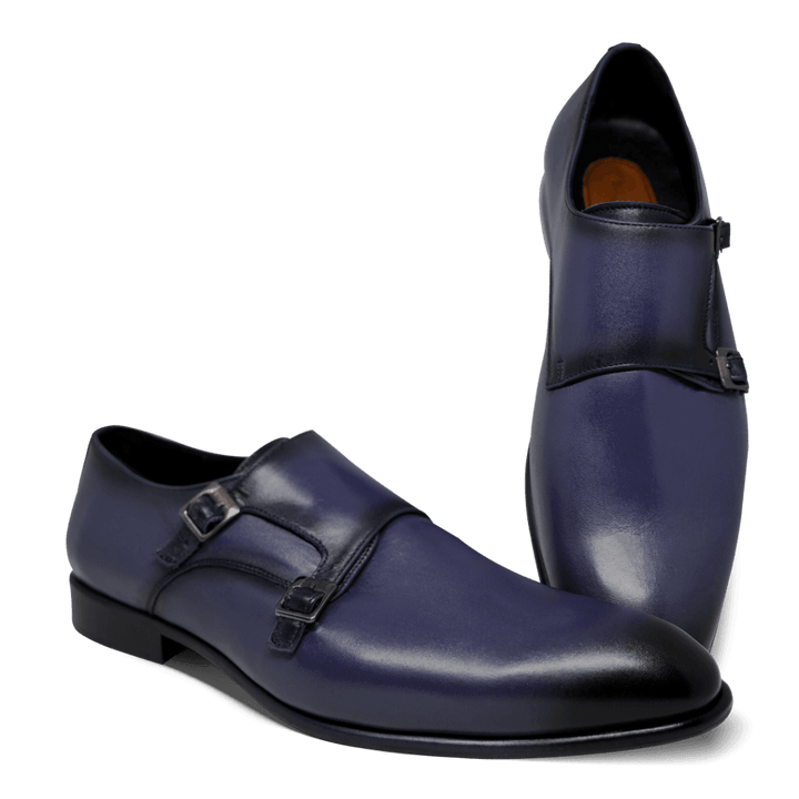 Budd: Chaussures à boucles - Cuir Bleu - Bleather Maroc