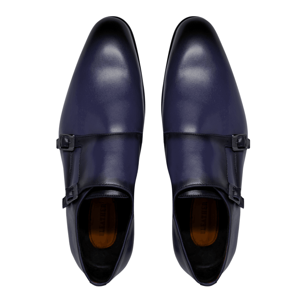 Budd: Chaussures à boucles - Cuir Bleu - Bleather Maroc