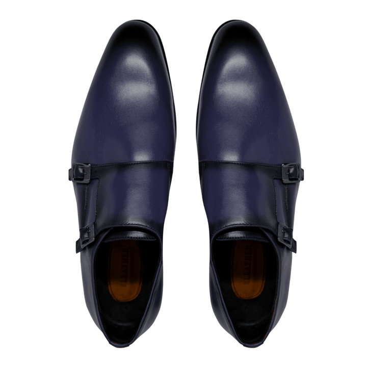 Budd: Chaussures à boucles - Cuir Bleu - Bleather Maroc