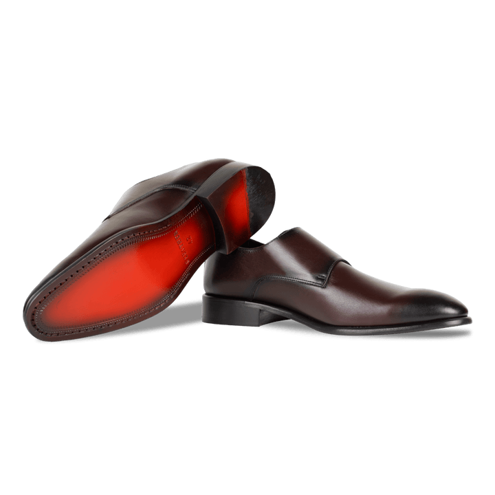 Budd: Chaussures à boucles - Cuir Bordeaux - Bleather Maroc