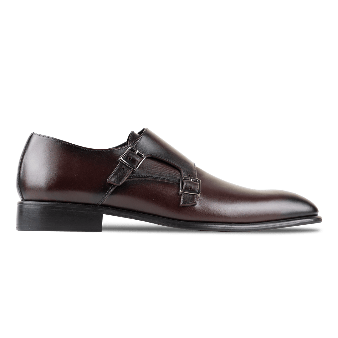 Budd: Chaussures à boucles - Cuir Bordeaux - Bleather Maroc