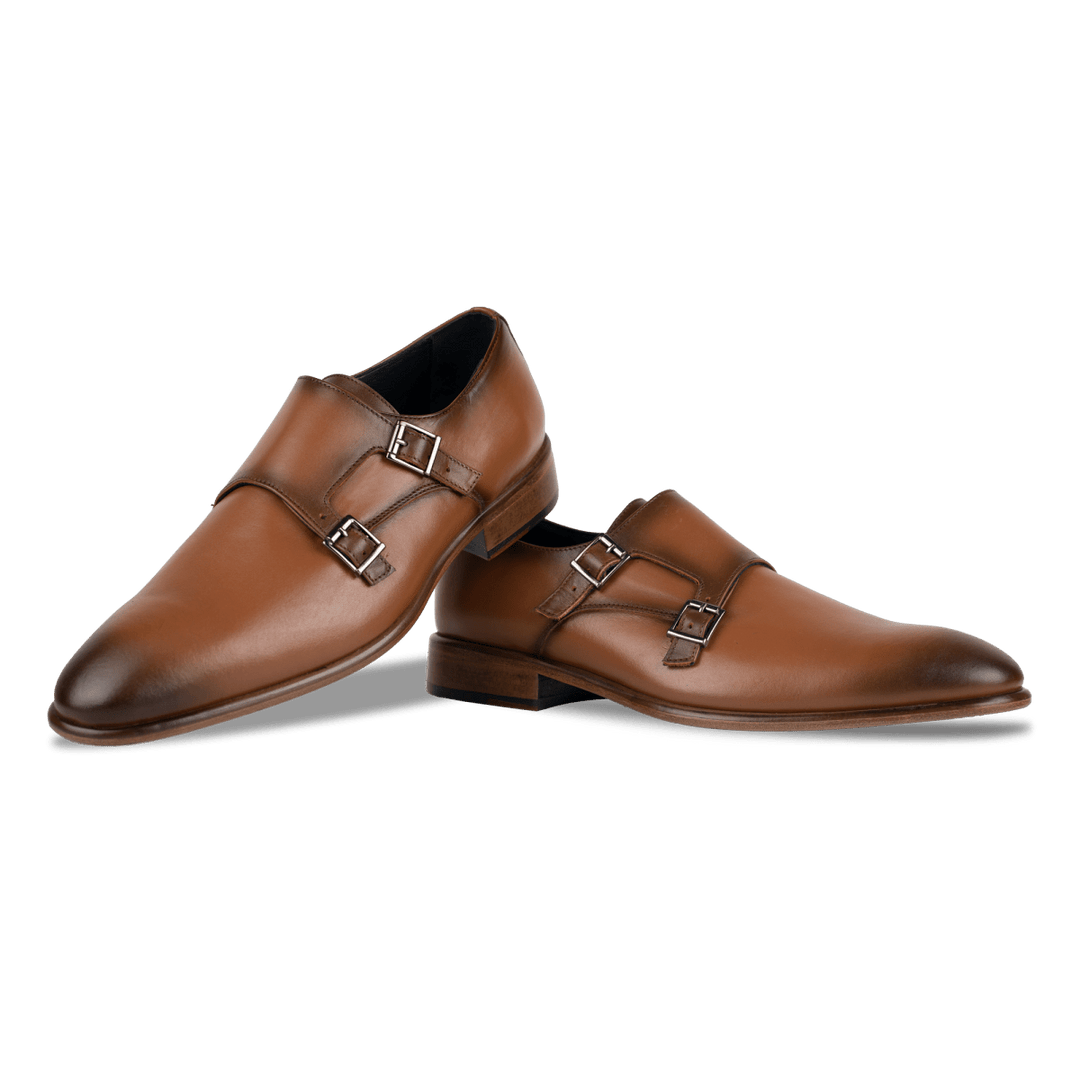 Budd: Chaussures à boucles - Cuir Cognac - Bleather Maroc