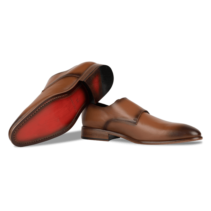 Budd: Chaussures à boucles - Cuir Cognac - Bleather Maroc