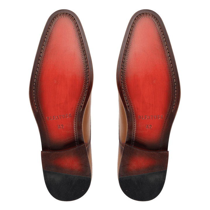 Budd: Chaussures à boucles - Cuir Cognac - Bleather Maroc