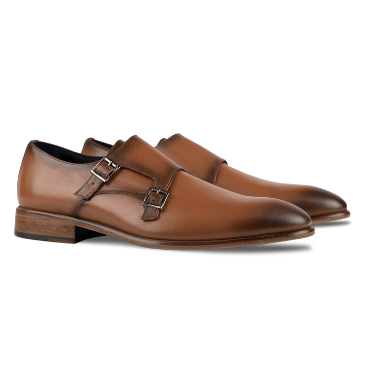 Budd: Chaussures à boucles - Cuir Cognac - Bleather Maroc