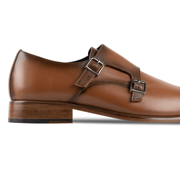 Budd: Chaussures à boucles - Cuir Cognac - Bleather Maroc