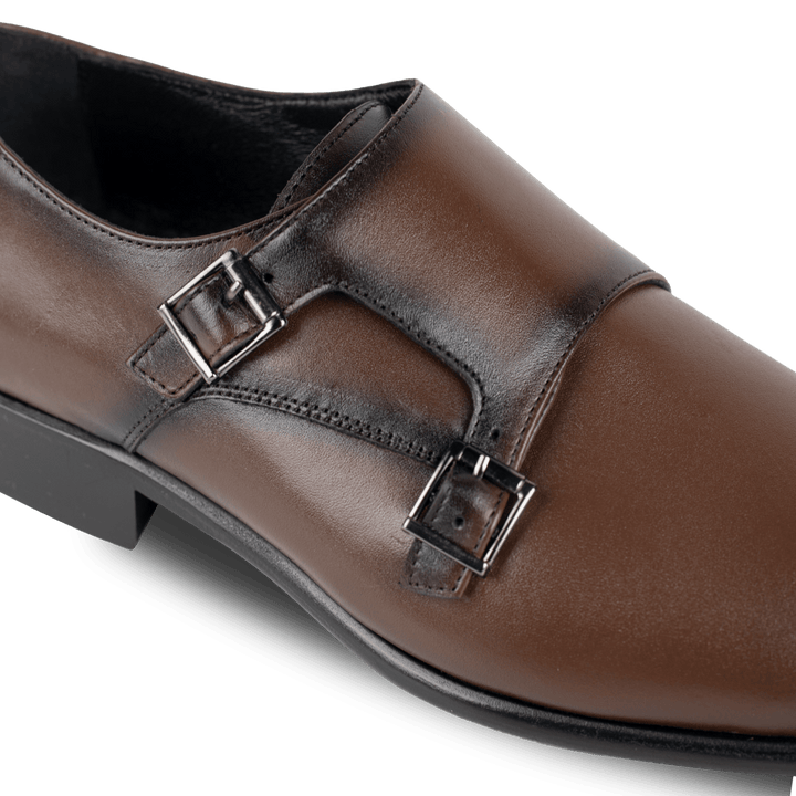 Budd: Chaussures à boucles - Cuir Marron - Bleather Maroc