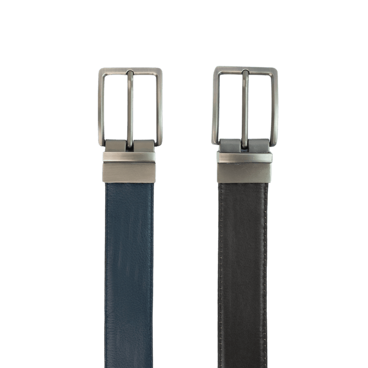 C80: Ceinture Homme - Cuir Noir/Bleu - Bleather Maroc