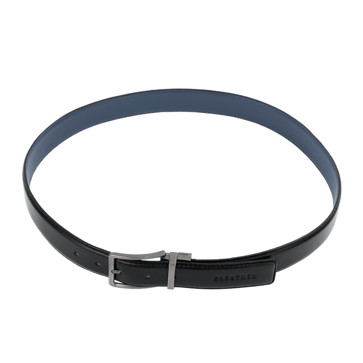 C80: Ceinture Homme - Cuir Noir/Bleu - Bleather Maroc