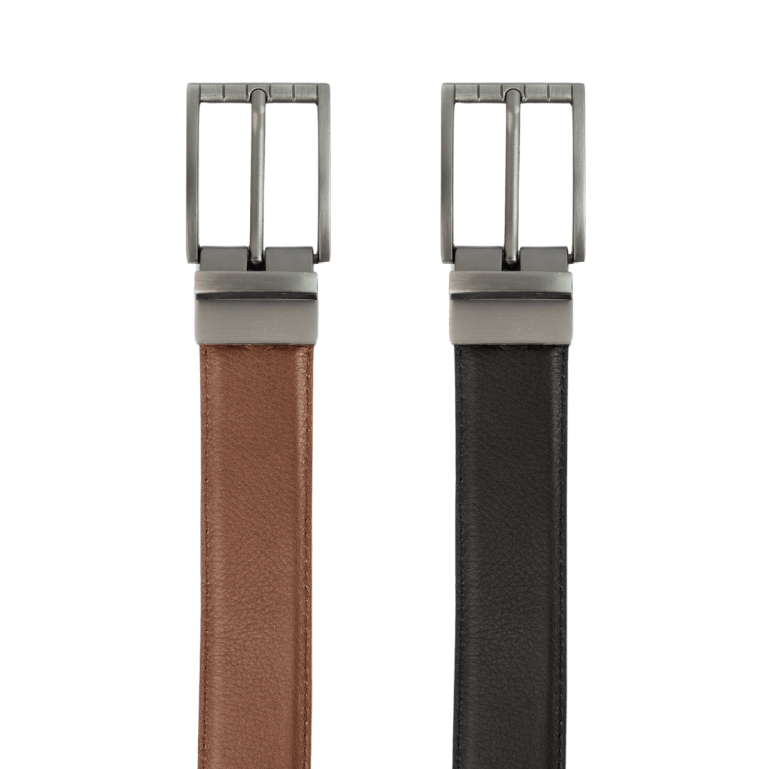 C82: Ceinture Homme - Cuir Noir/Marron - Bleather Maroc