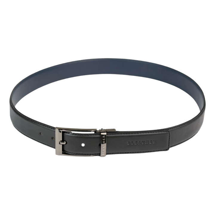 C90SL: Ceinture Homme - Cuir Noir/Bleu - Bleather Maroc