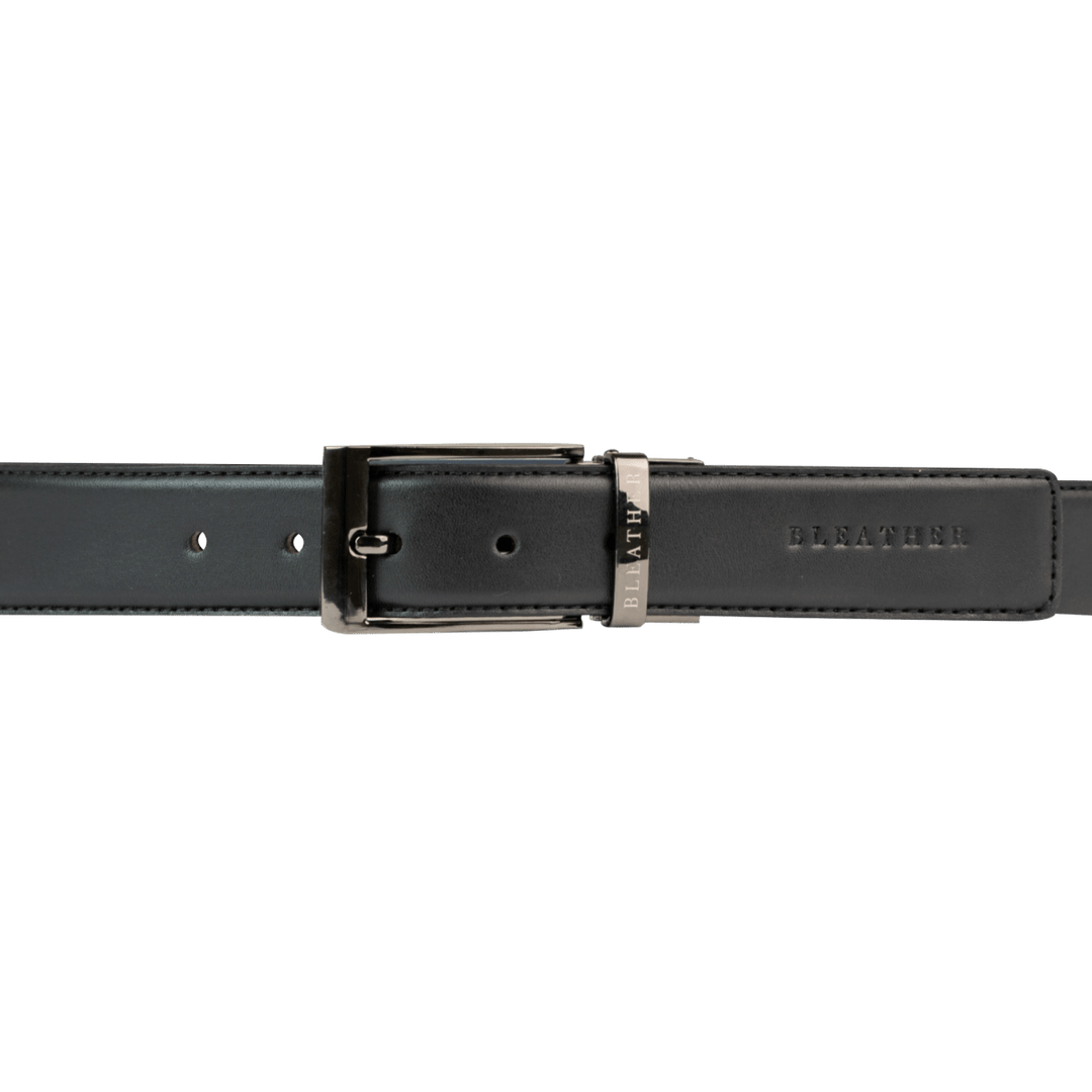 C90SL: Ceinture Homme - Cuir Noir/Bleu - Bleather Maroc