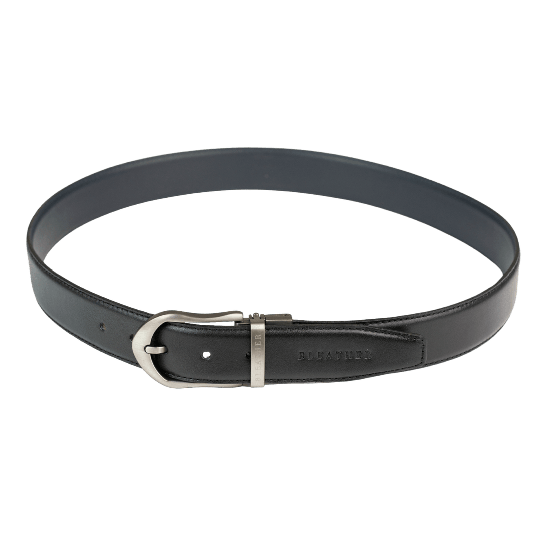 C94SL: Ceinture Homme - Cuir Noir/Bleu - Bleather Maroc