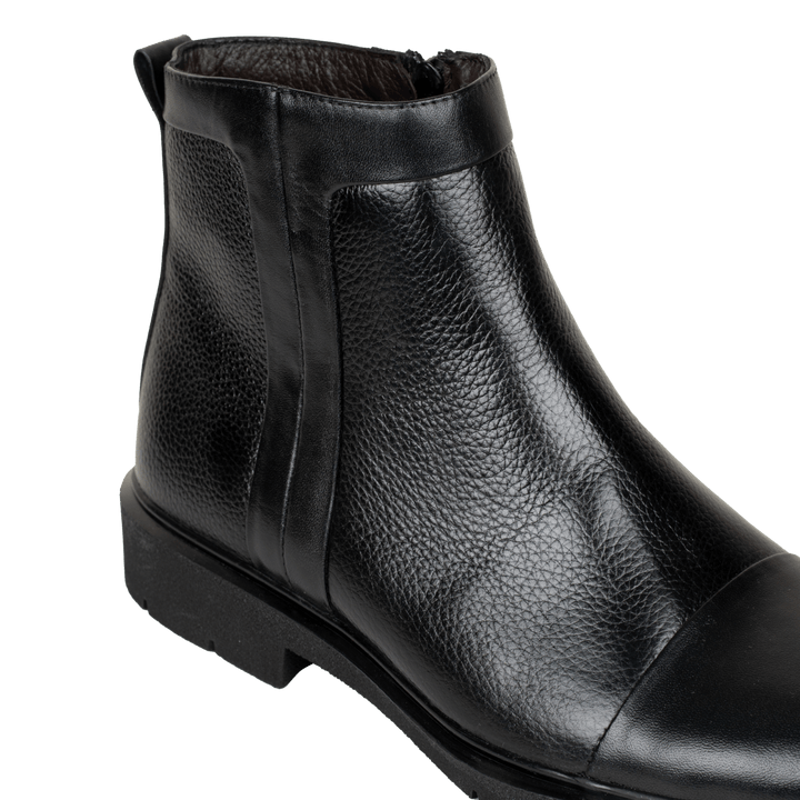 Castel: Demi Bottes Homme - Cuir Noir - Bleather Maroc