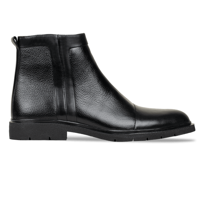 Castel: Demi Bottes Homme - Cuir Noir - Bleather Maroc