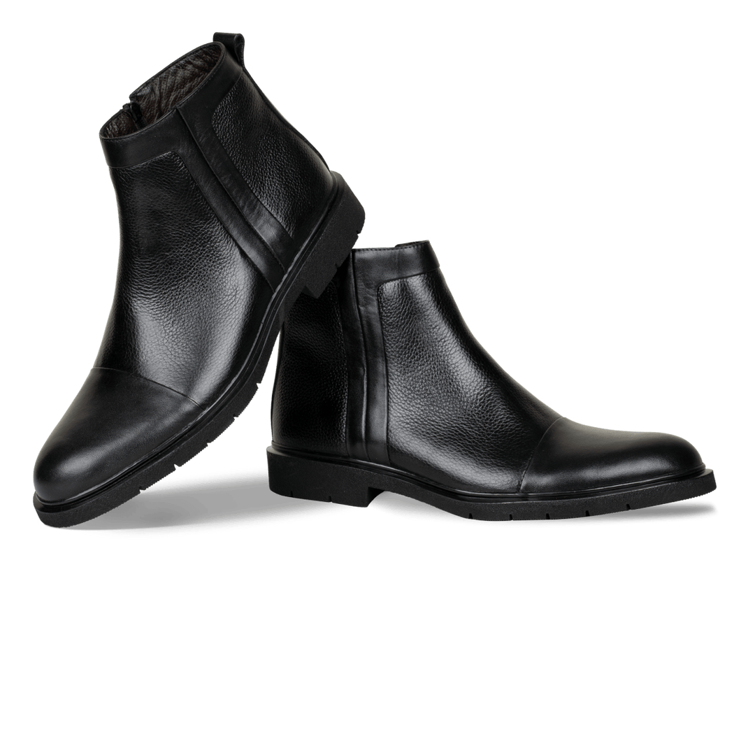 Castel: Demi Bottes Homme - Cuir Noir - Bleather Maroc