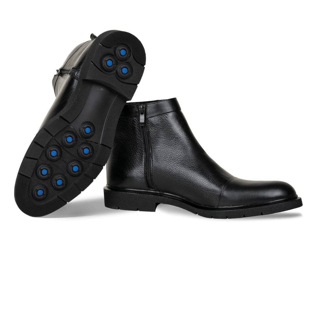 Castel: Demi Bottes Homme - Cuir Noir - Bleather Maroc