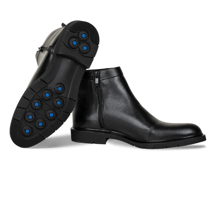 Castel: Demi Bottes Homme - Cuir Noir - Bleather Maroc