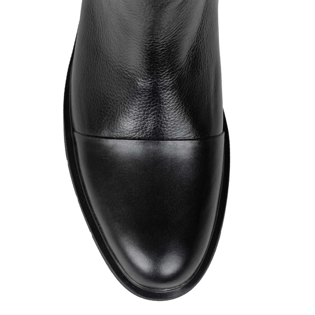 Castel: Demi Bottes Homme - Cuir Noir - Bleather Maroc