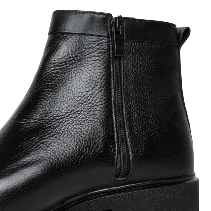 Castel: Demi Bottes Homme - Cuir Noir - Bleather Maroc