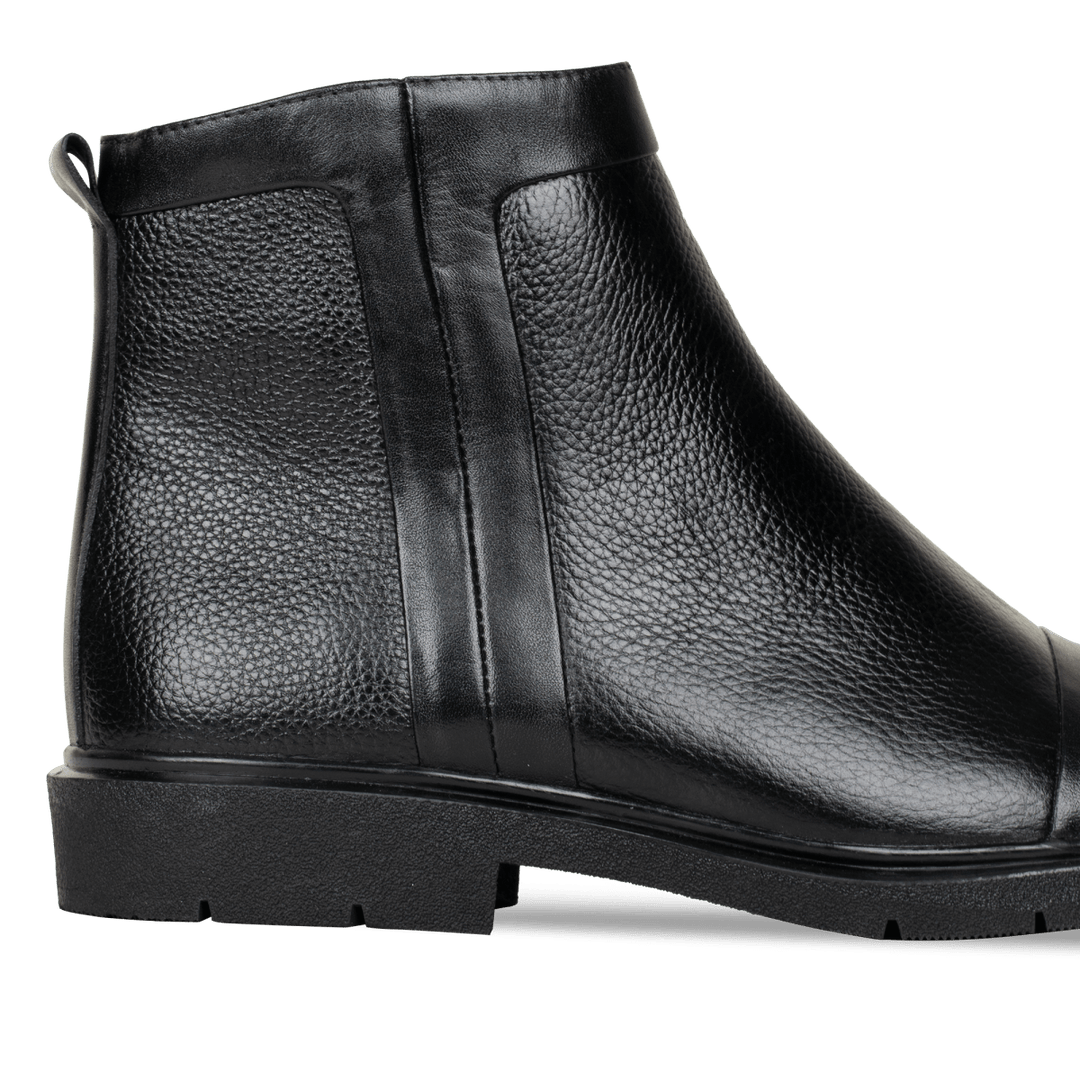 Castel: Demi Bottes Homme - Cuir Noir - Bleather Maroc