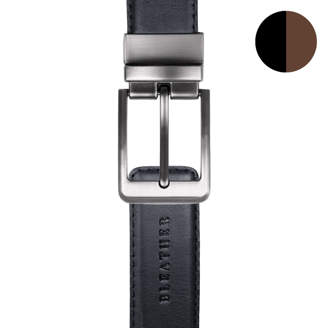 Ceinture: C66 Double Face Noir/Marron - Bleather Maroc