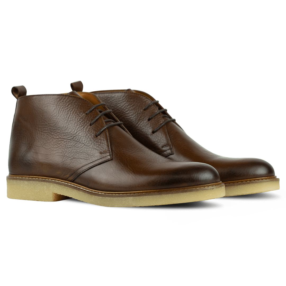 Charlton: Demi Bottes Homme - crêpe Marron - Bleather Maroc