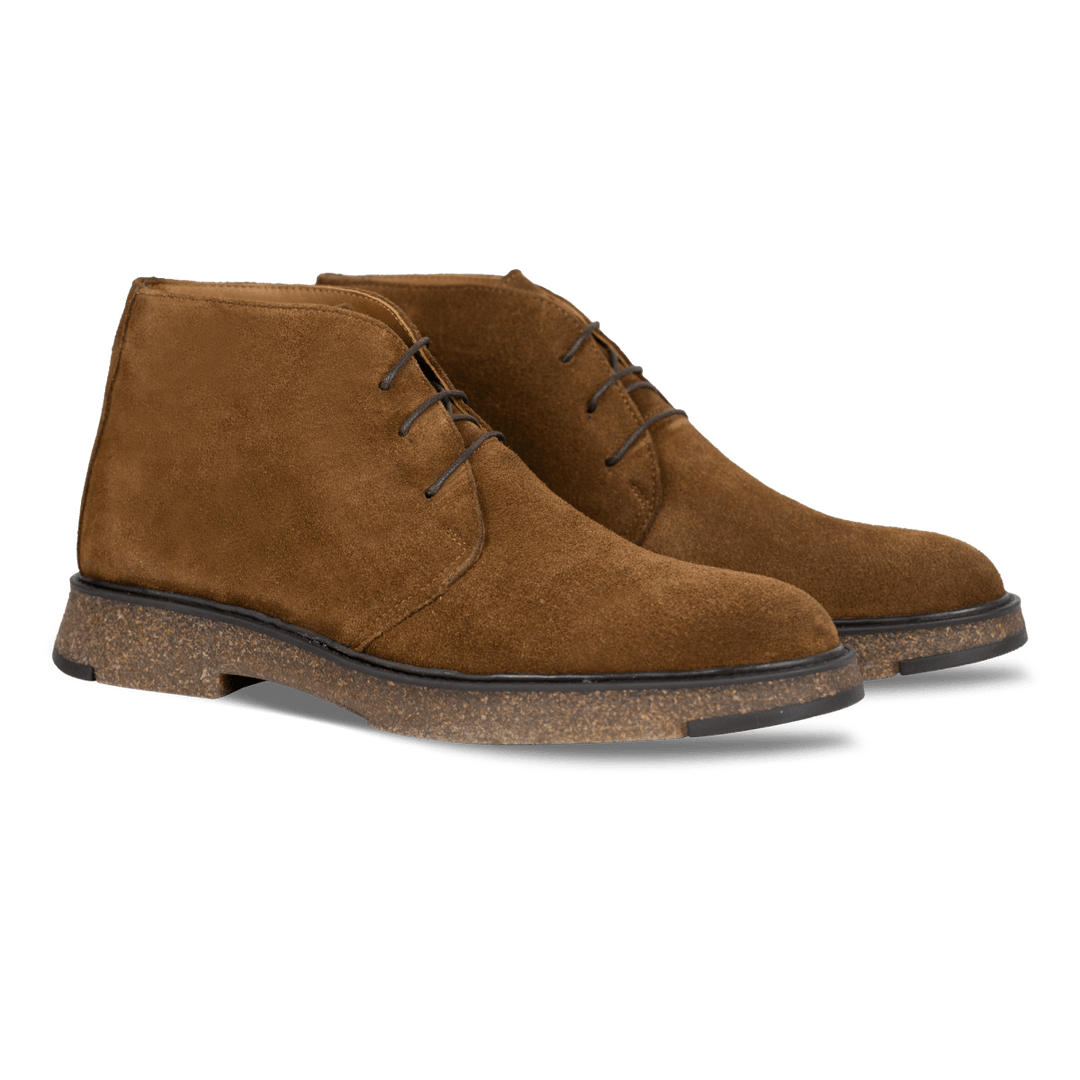 Clarke: Demi Bottes Homme - Daim Cognac - Bleather Maroc