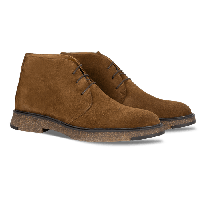 Clarke: Demi Bottes Homme - Daim Cognac - Bleather Maroc