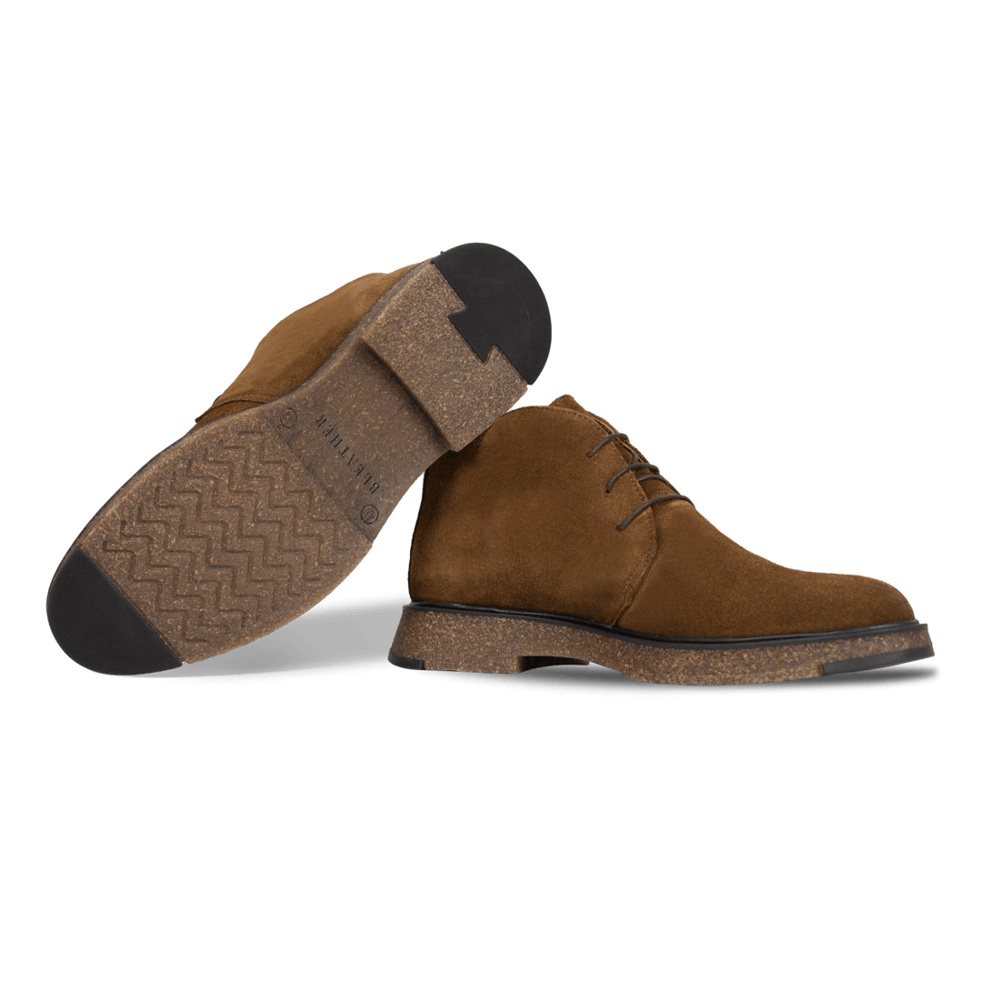 Clarke: Demi Bottes Homme - Daim Cognac - Bleather Maroc