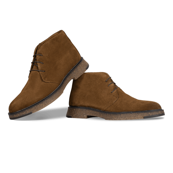 Clarke: Demi Bottes Homme - Daim Cognac - Bleather Maroc