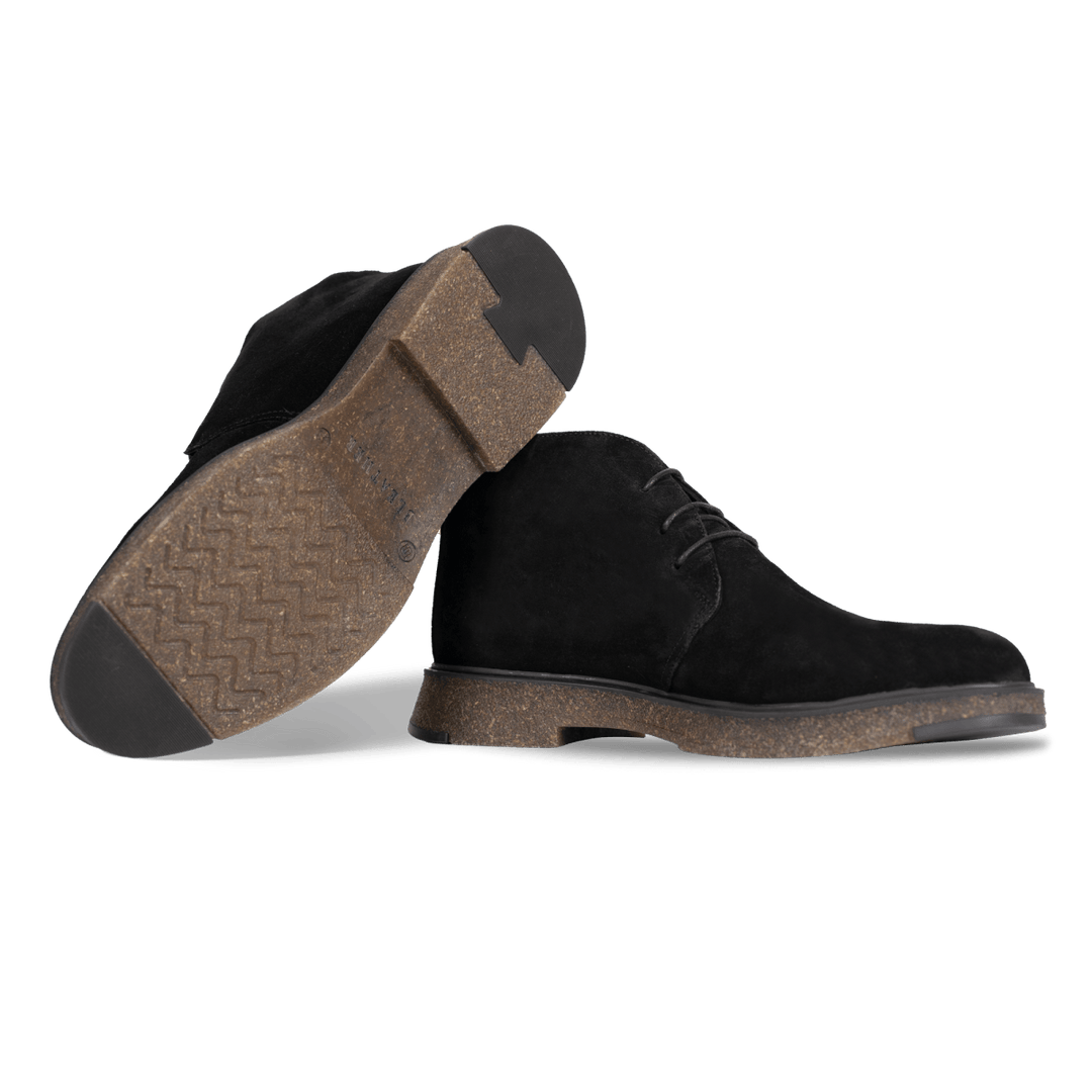 Clarke: Demi Bottes Homme - Daim Noir - Bleather Maroc