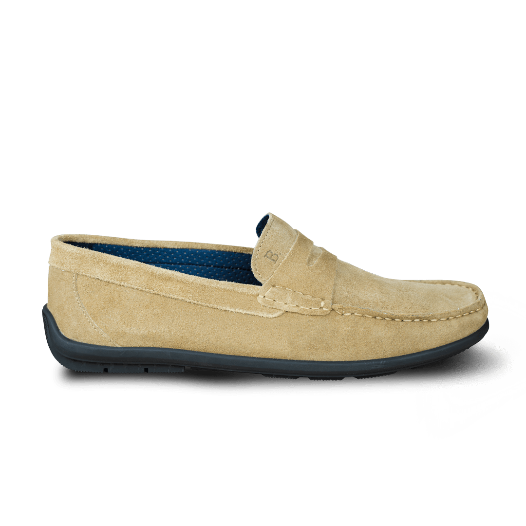 Denver: Mocassin Homme - Daim Beige - Bleather Maroc