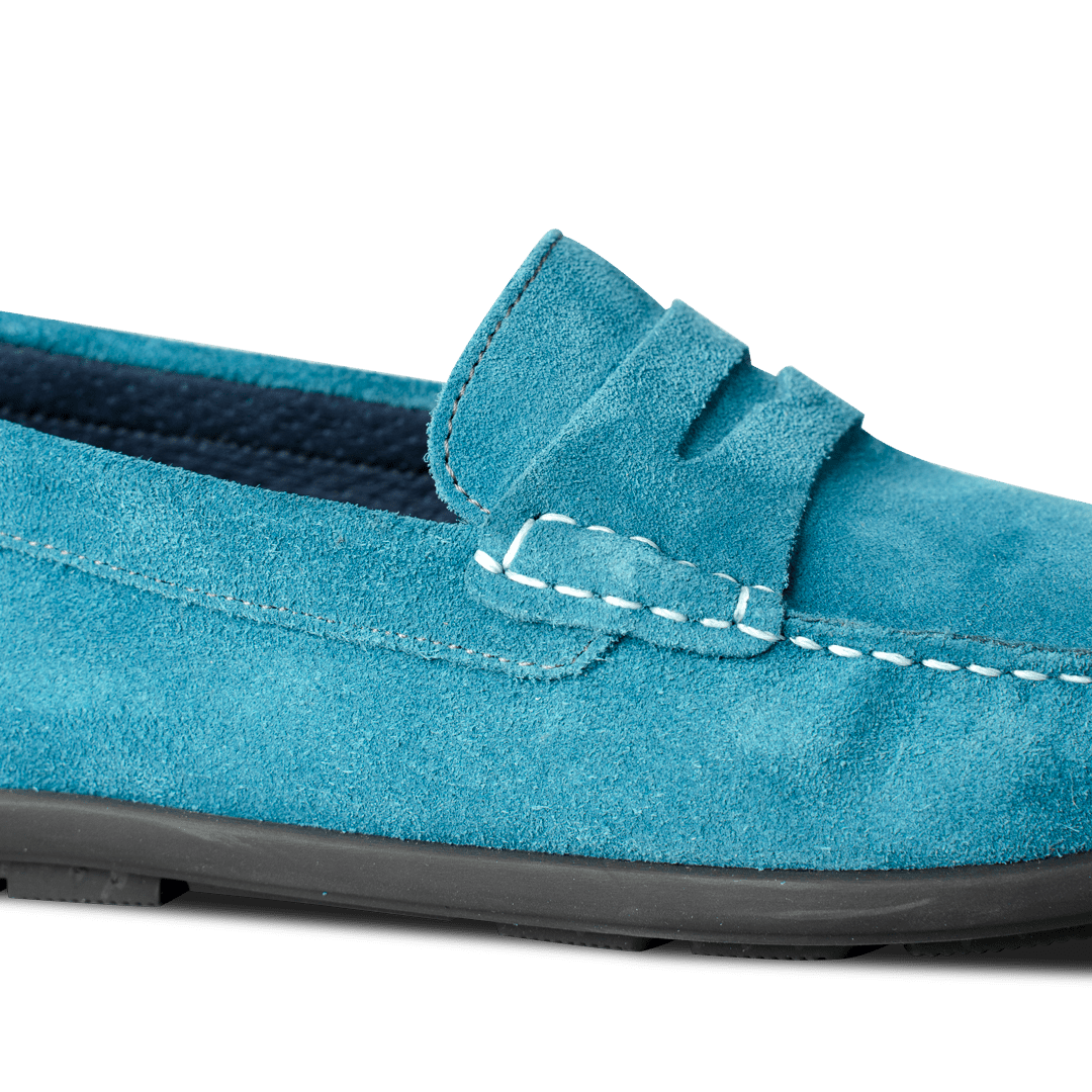 Denver: Mocassin Homme - Daim Bleu Azur - Bleather Maroc