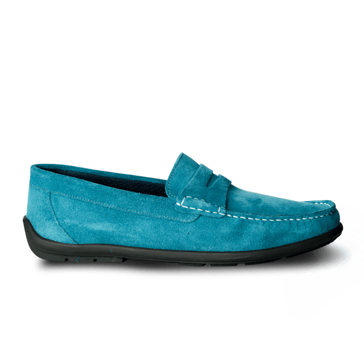 Denver: Mocassin Homme - Daim Bleu Azur - Bleather Maroc