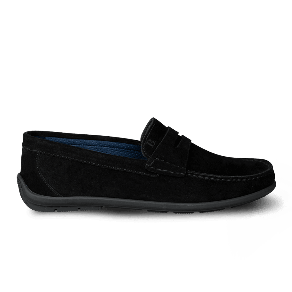 Denver: Mocassin Homme - Daim Noir - Bleather Maroc