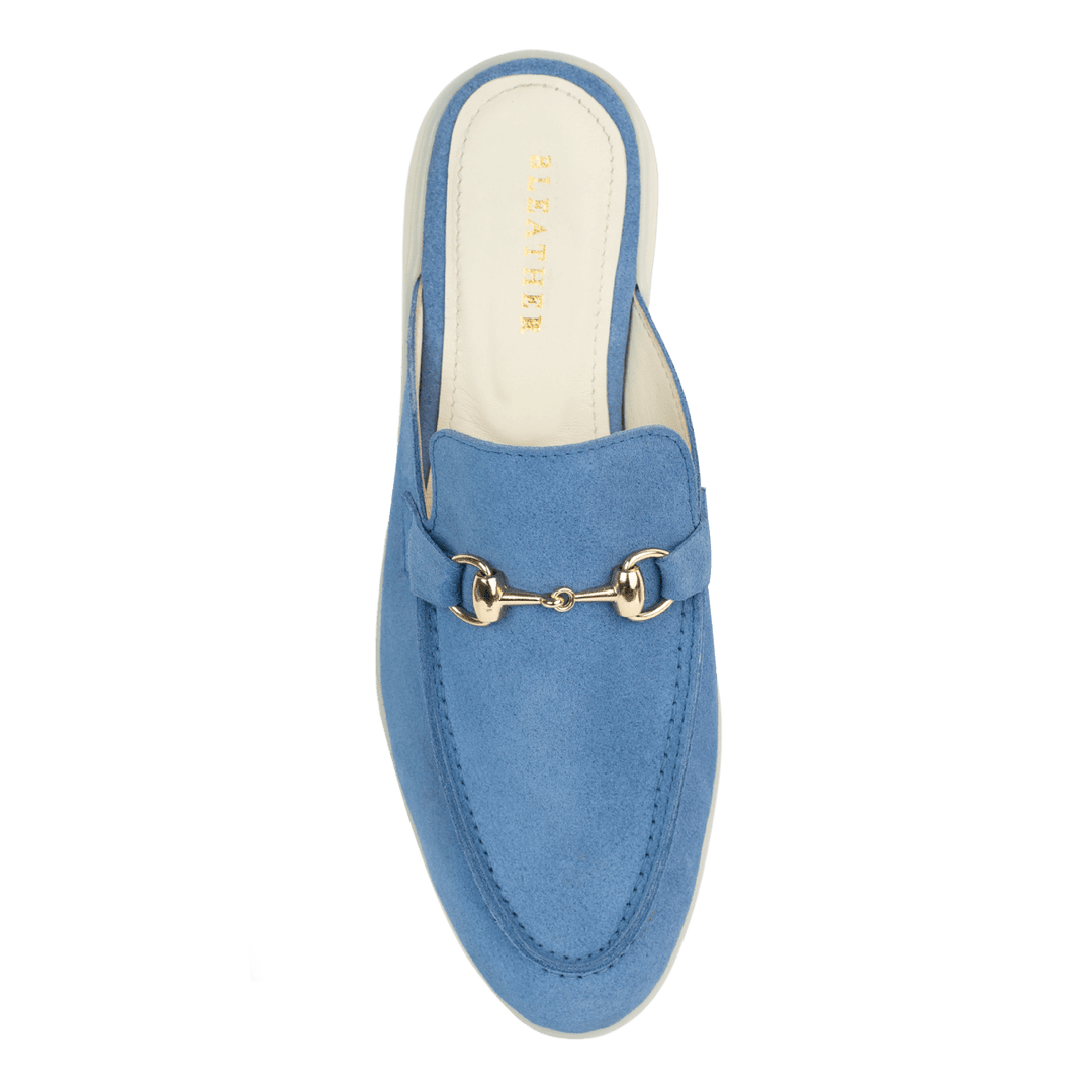 Emma: Mules Femme - Daim Bleu Azur - Bleather Maroc