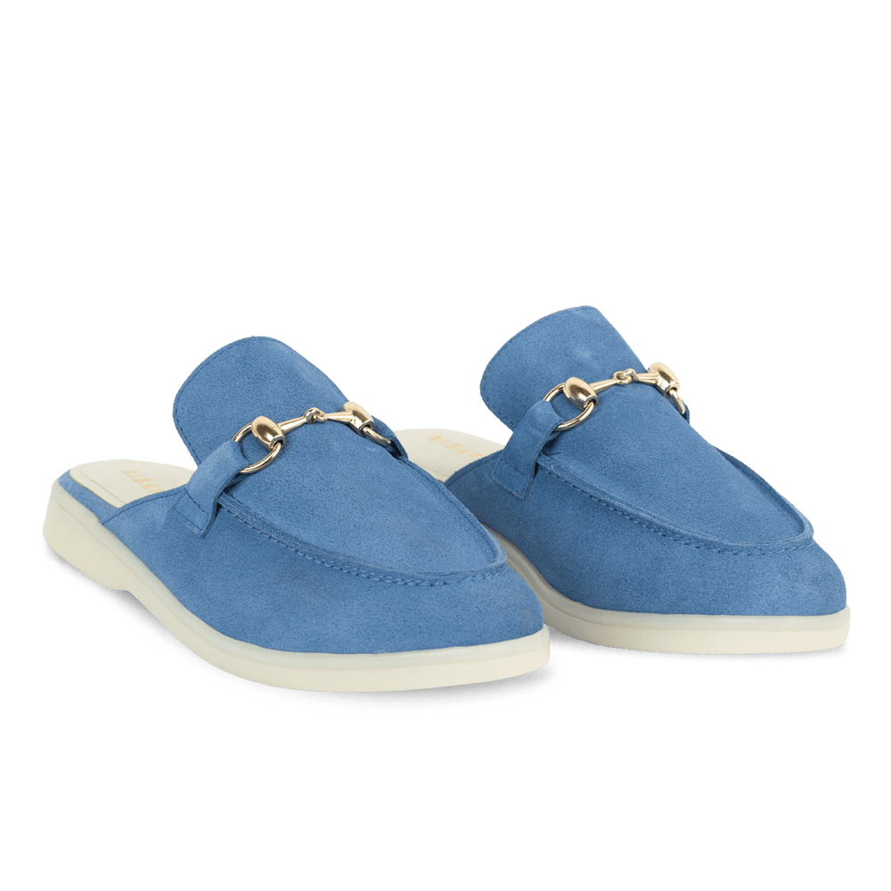 Emma: Mules Femme - Daim Bleu Azur - Bleather Maroc