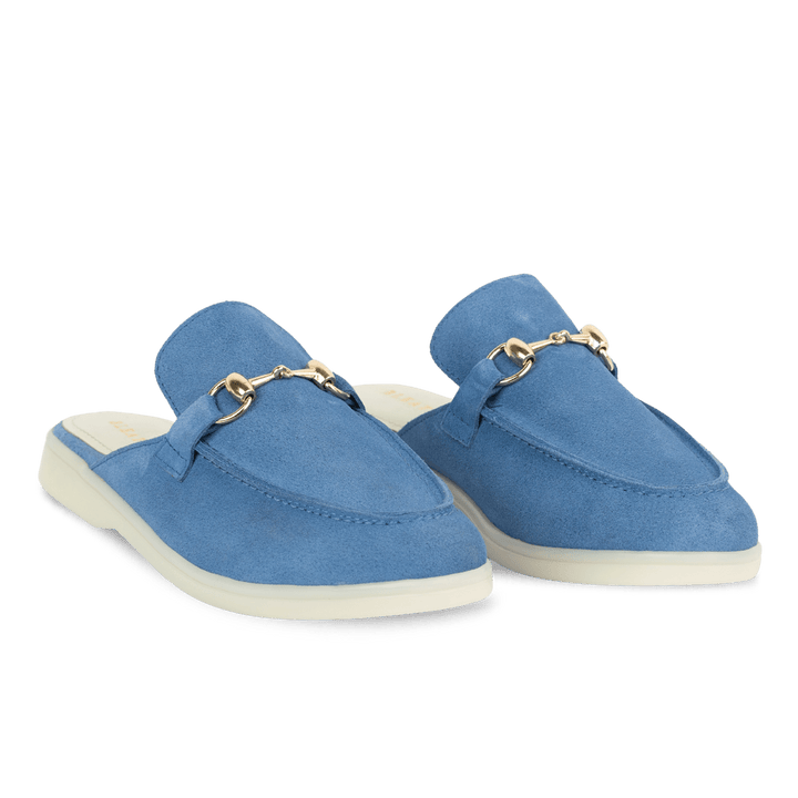 Emma: Mules Femme - Daim Bleu Azur - Bleather Maroc