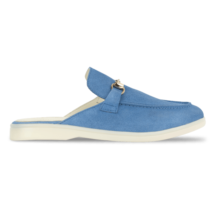 Emma: Mules Femme - Daim Bleu Azur - Bleather Maroc