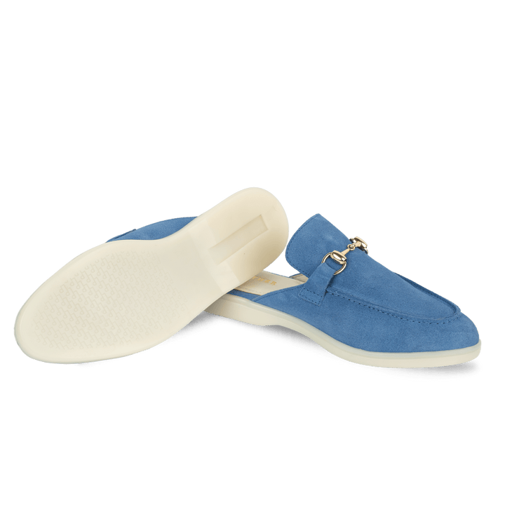 Emma: Mules Femme - Daim Bleu Azur - Bleather Maroc