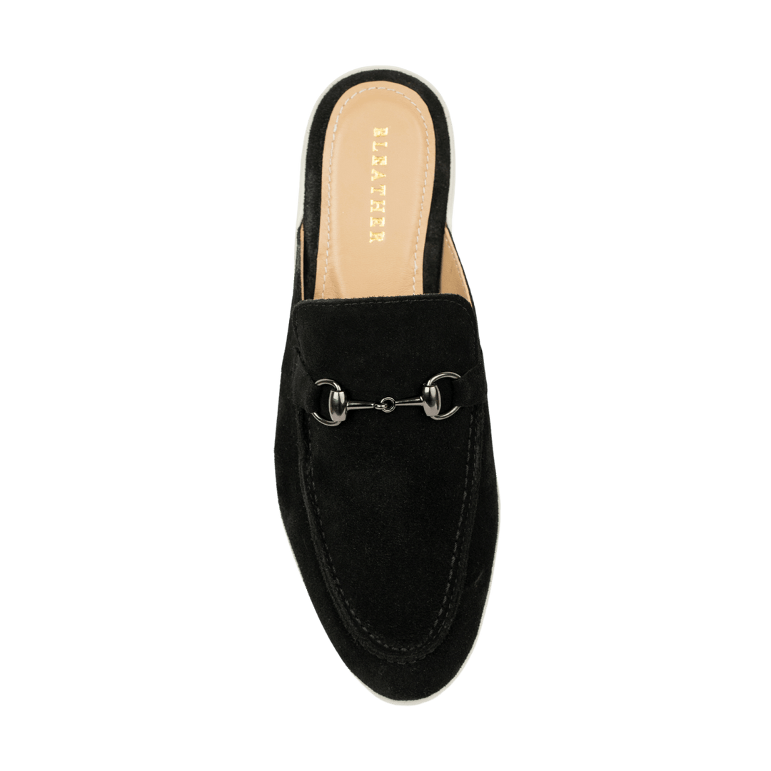 Emma: Mules Femme - Daim noir - Bleather Maroc