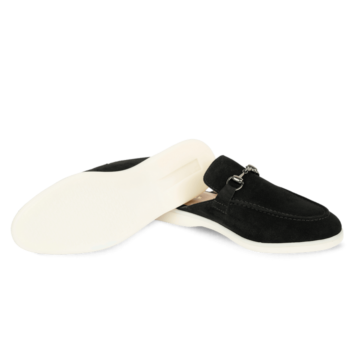 Emma: Mules Femme - Daim noir - Bleather Maroc