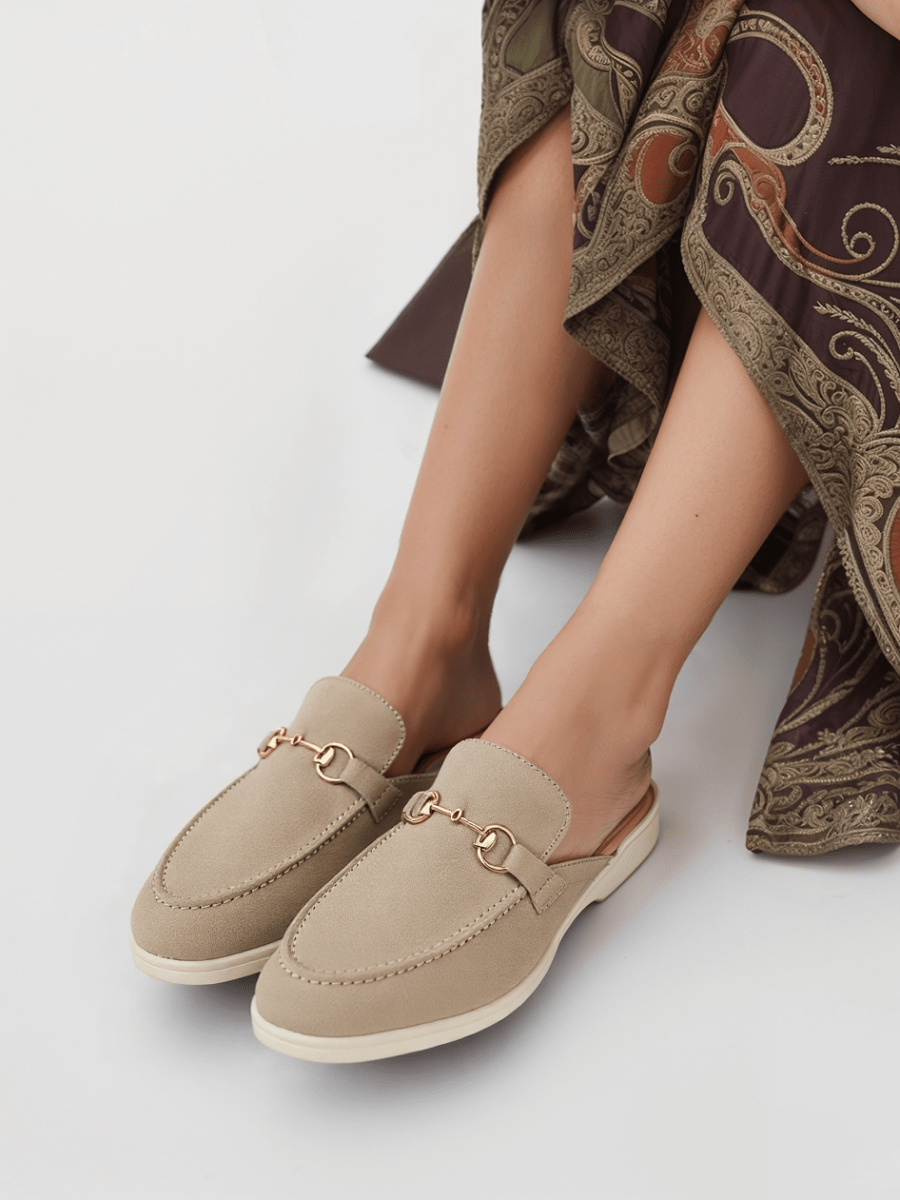 Emma: Mules Femme - Daim sand - Bleather Maroc