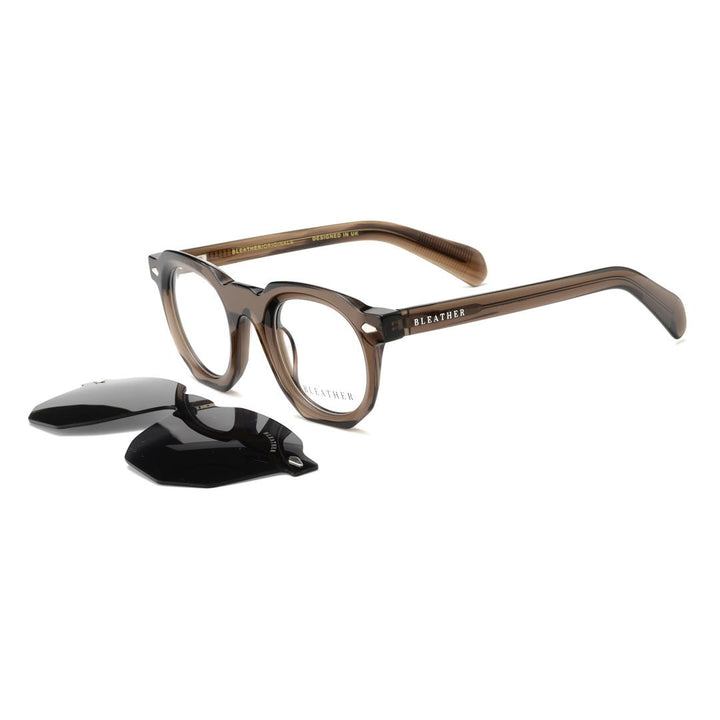 Fable: Lunettes à clips de luxe Marron transparent - Bleather Maroc