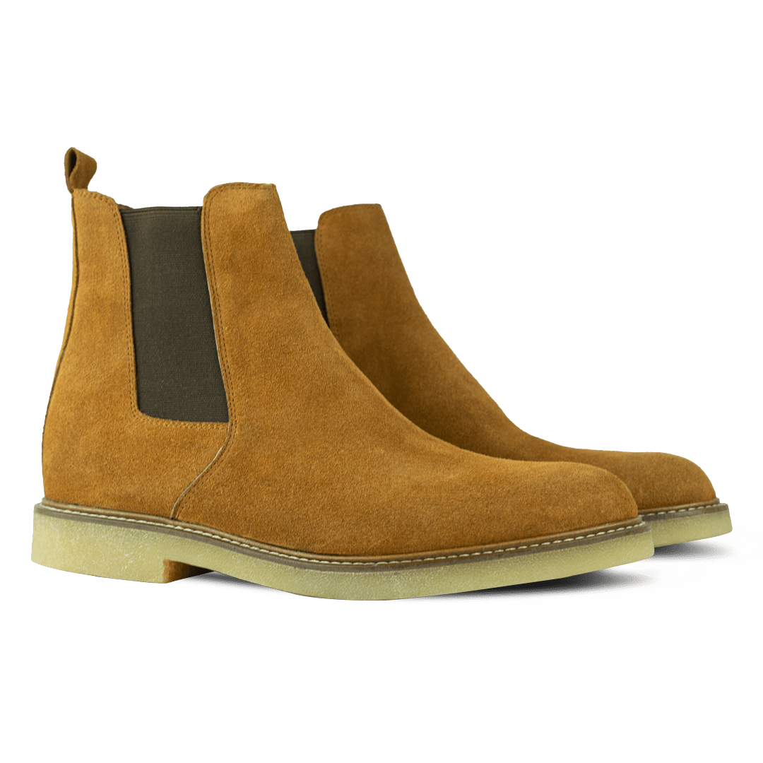 Foxton: Chelsea Boots Homme - Daim Cognac - Bleather Maroc