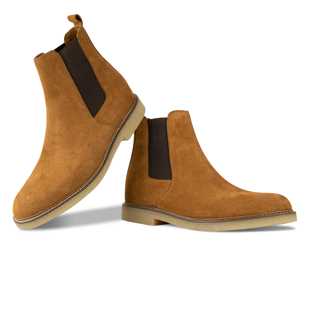 Foxton: Chelsea Boots Homme - Daim Cognac - Bleather Maroc